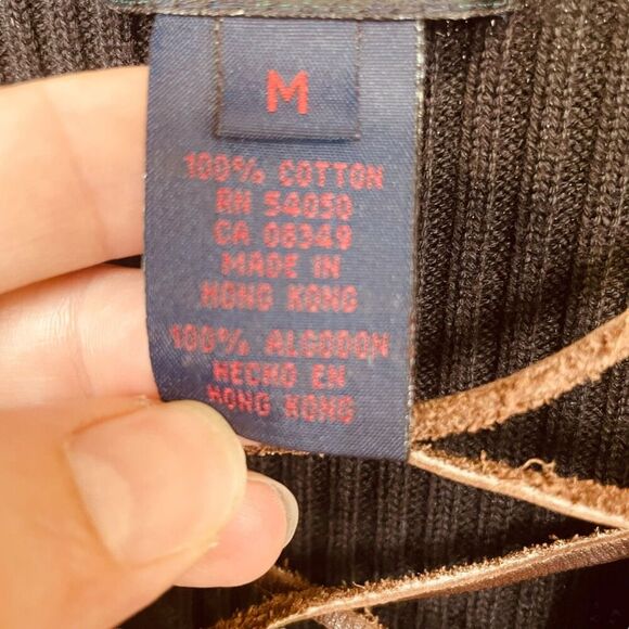 Ralph Ralph Lauren Ribbed V Neck Long Sleeve Sweater with Lace Up Detail - Picture 10 of 11